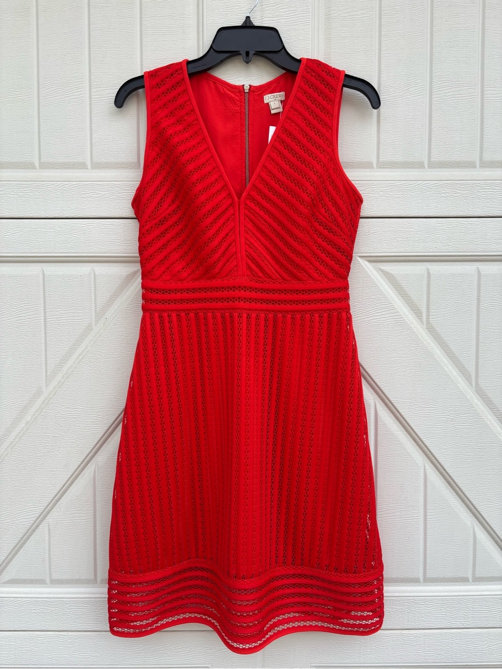 J.Crew Red Openwork Lace Fit & Flare Dress, Size 2, NWT